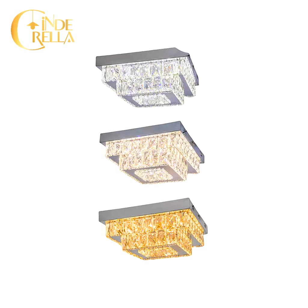 Luminária De Teto Plafon de Metal e Cristal Led 3 em 1 Moderna para Corredor Sala Quarto Cozinha ( NÃO ACOMPANHA CONTROL