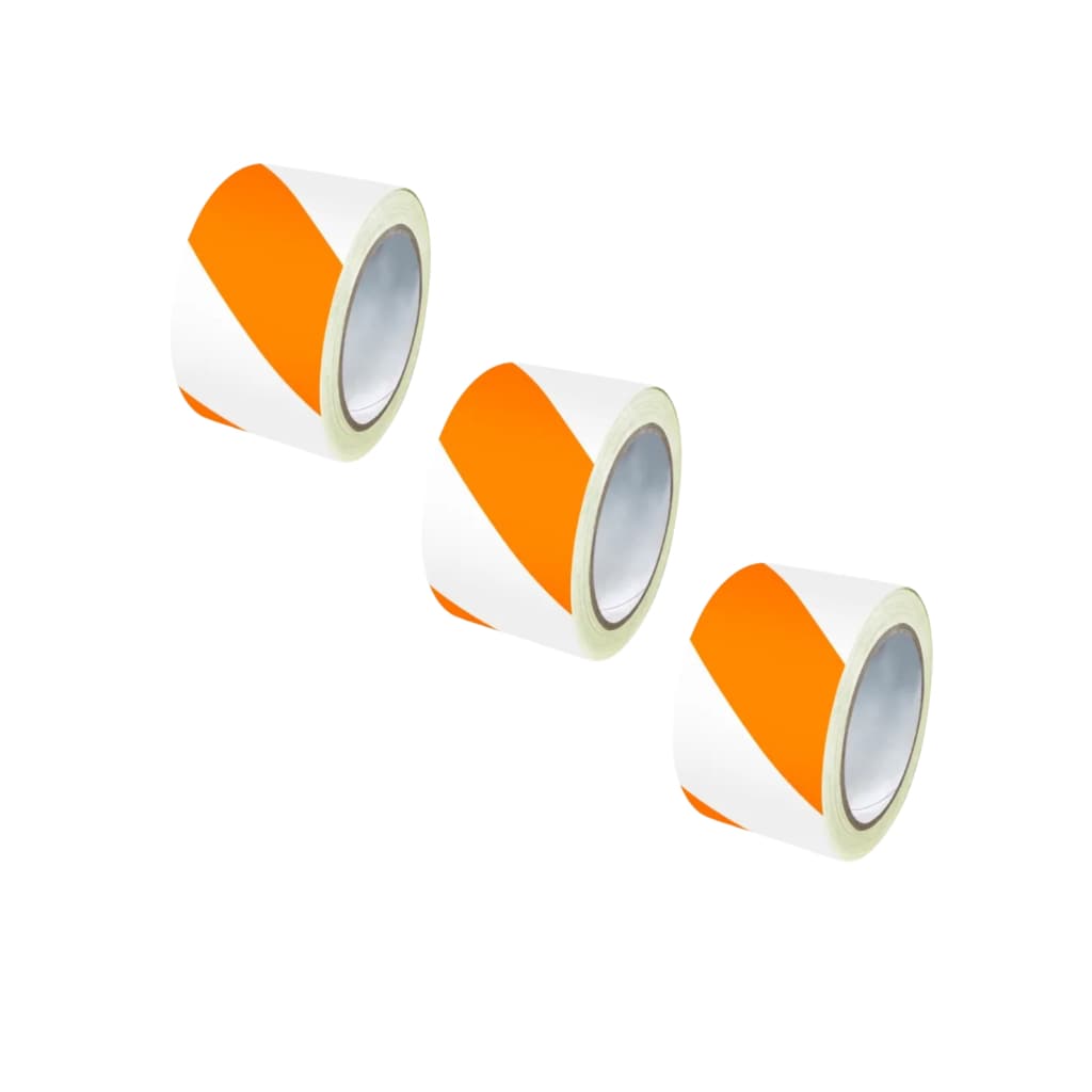 Kit 3 Rolo Fitas Sinalização Zebrada 200 Metros Segurança Isolação Isolamento Areas Demarcação Laranja E Branco
