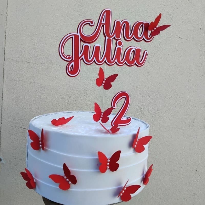 ENVIO IMEDIATO Topo de bolo borboletas / topo de bolo personalizado com nome / topper de bolo