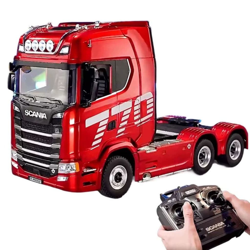 Caminhão Scania 770s De Controle Remoto Huina 1501 Vermelho Sangue Tração 4x4 Suspensão Realista