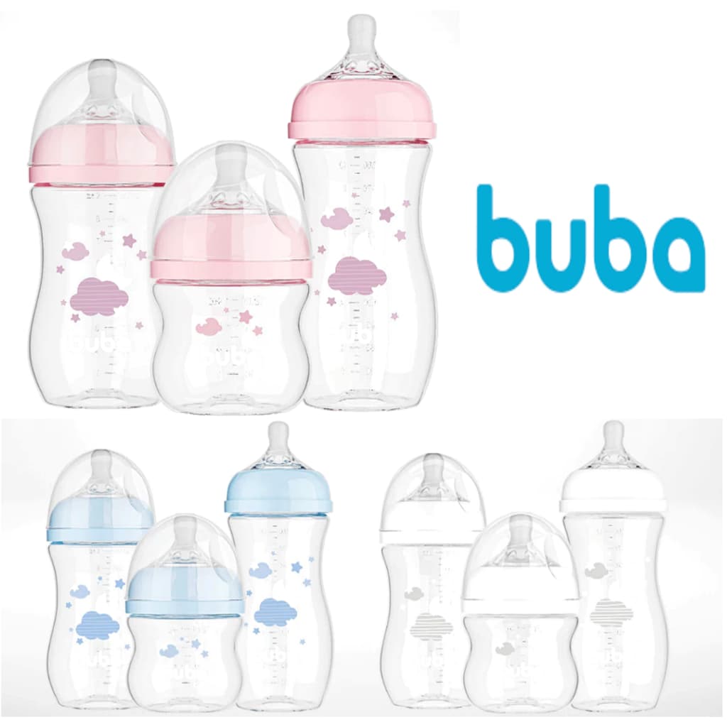 Kit 3 Mamadeiras Buba Easy Flow Anticólica 120ml 270ml e 330ml Super-higiênica