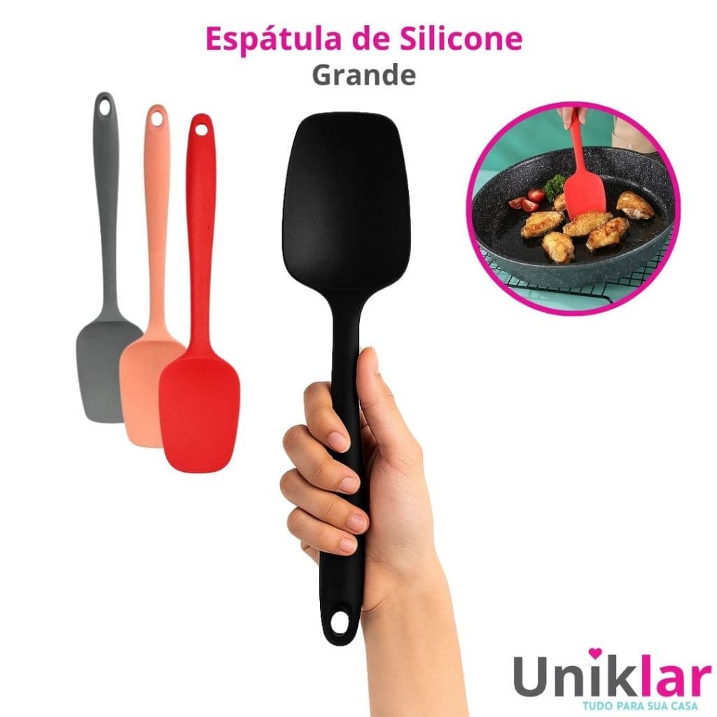 Espátula Colher De Silicone Grande 27cm Resistente Antibacteriana Bpa Free