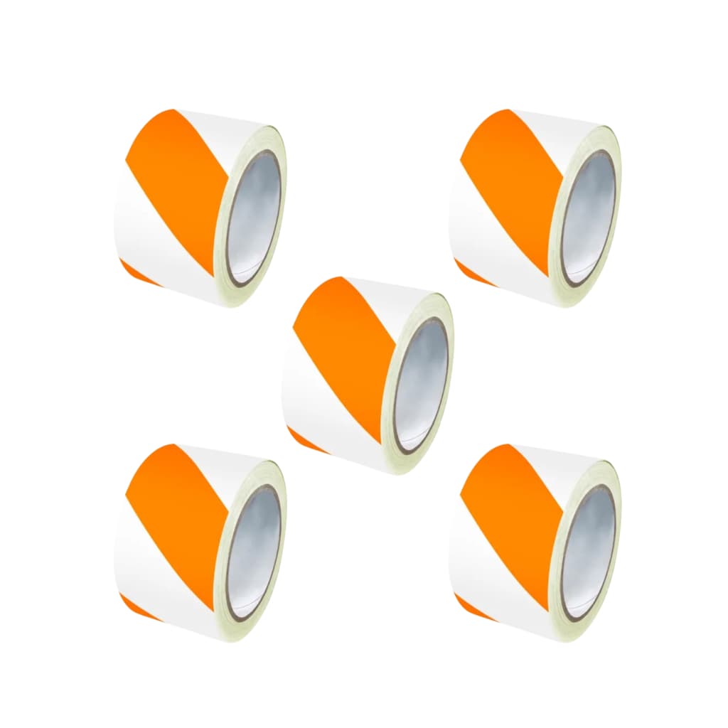 Kit 5 Fitas Zebrada 200 Metros Isolação Isolamento Areas Segurança Demarcação Sinalização Laranja Branco Proteção