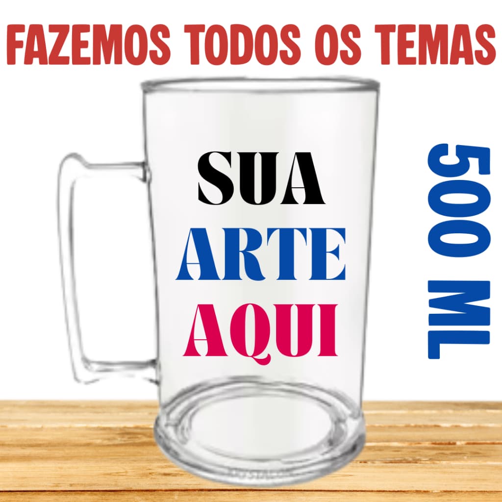 Copo Caneca De Acrílico Chopp Personalizado Lembrança Aniversário - Kit 10 a 50