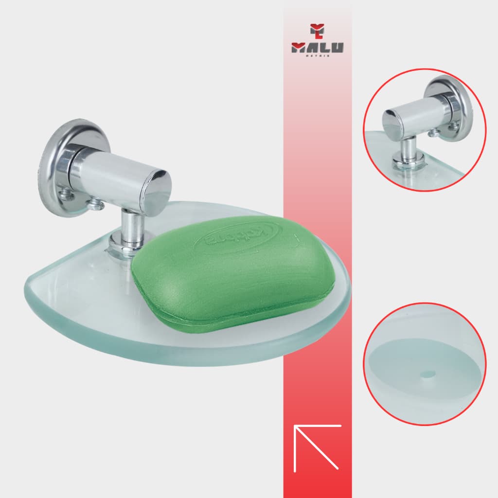 Saboneteira de Vidro Temperado 8 Mm Redonda Dupla Fixação Para Banheiro Luxo Standarte Cód. 4590