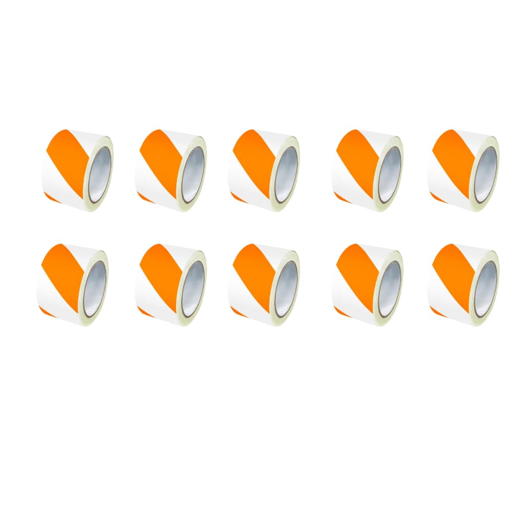 Kit 10 Fitas Zebradas Isolamento 200 Metros Rolo Isolação Demarcação Sinalização Areas Laranja E Branco