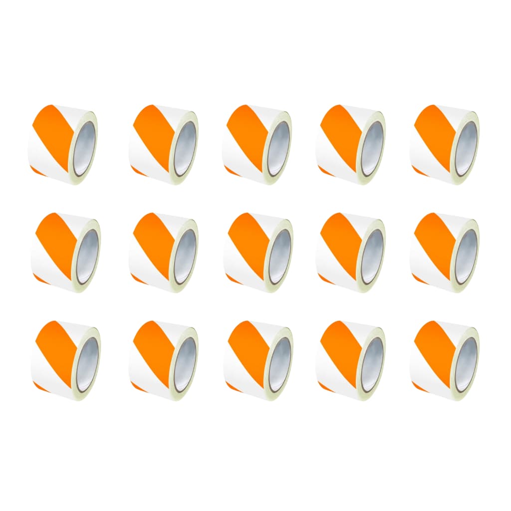 Kit 15 Fitas Zebradas 200 Metros Isolamento Area Isolação Demarcação Sinalização Laranja Branco Rolo