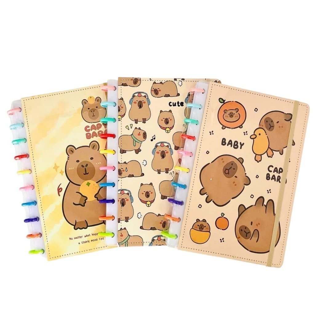 Caderno Inteligente Fofo Capivara Capa Dura 8 e 10 Discos A5 e B5