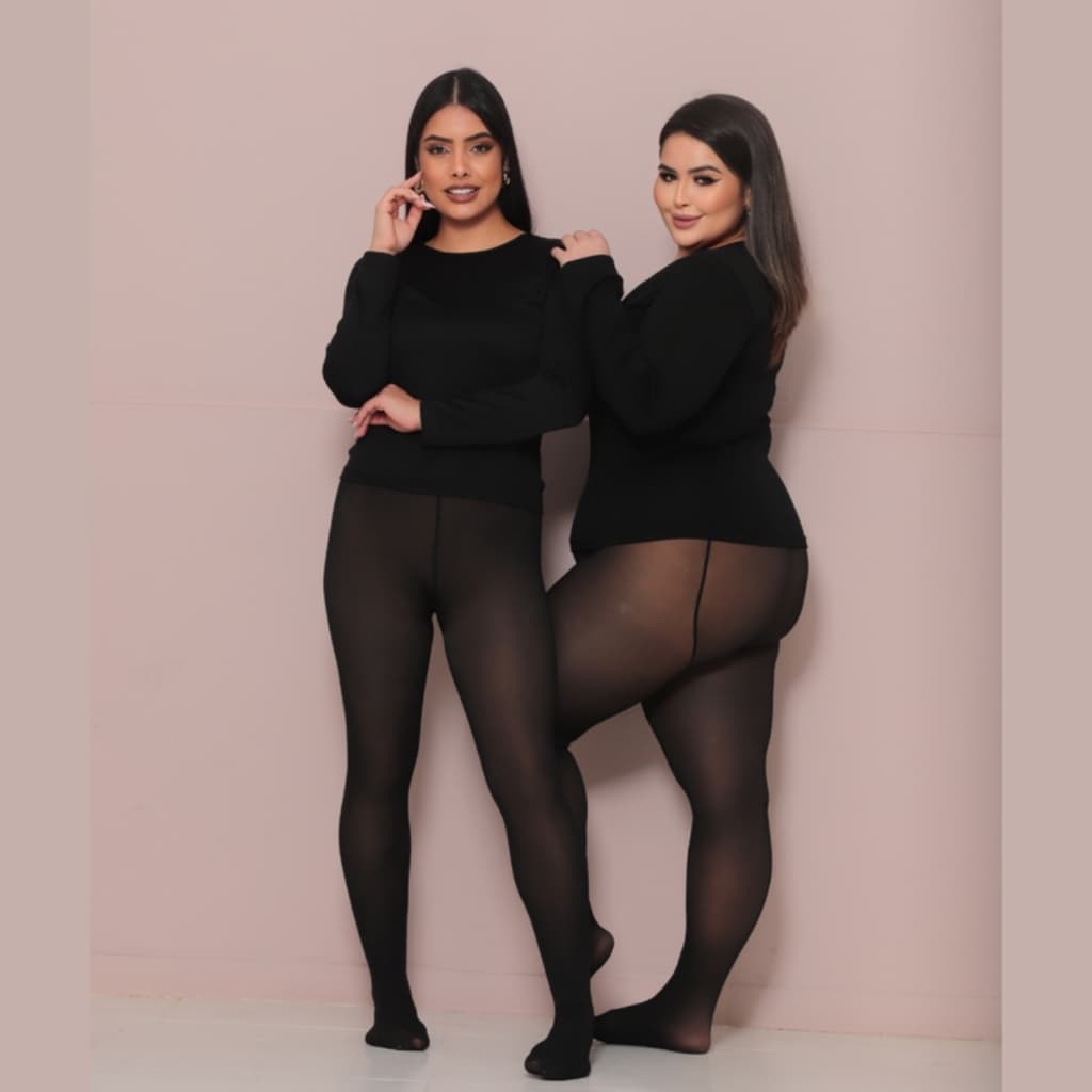 Meia-Calça Térmica Feminina Preta Flanelada por Dentro | Ideal para o Frio e Inverno