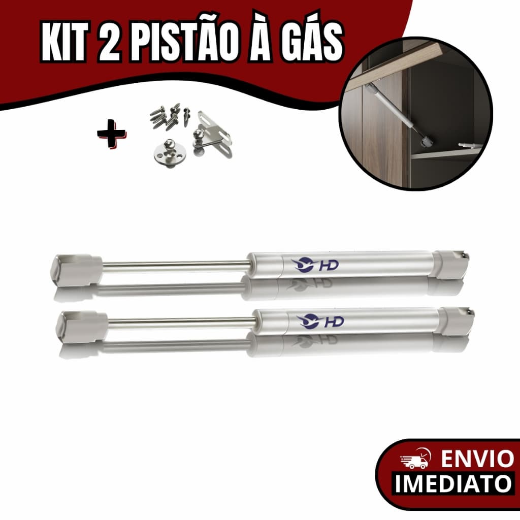 Kit com 2 Pistões à Gás para Porta de Armário de Cozinha  Amortecedor para Abertura para Cima