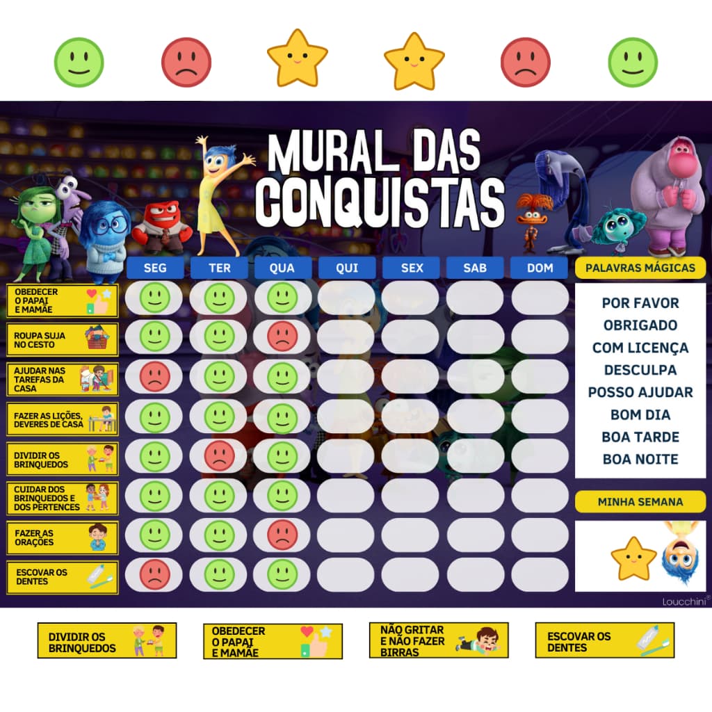 Quadro Rotina Diária E Tarefas Infantil Tema Divertidamente