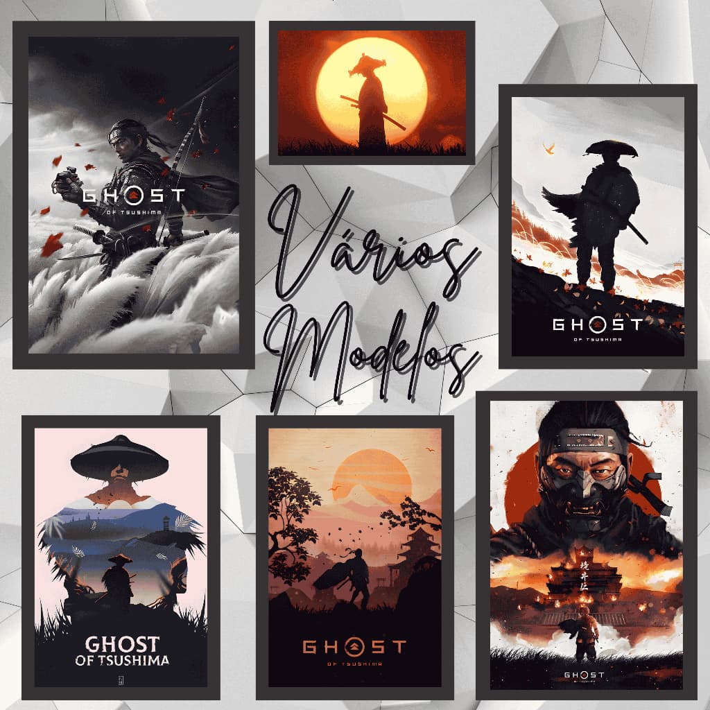 Quadro Decorativo Ghost of Tsushima para quarto gamerJogos Geek Video Games Setup 4k