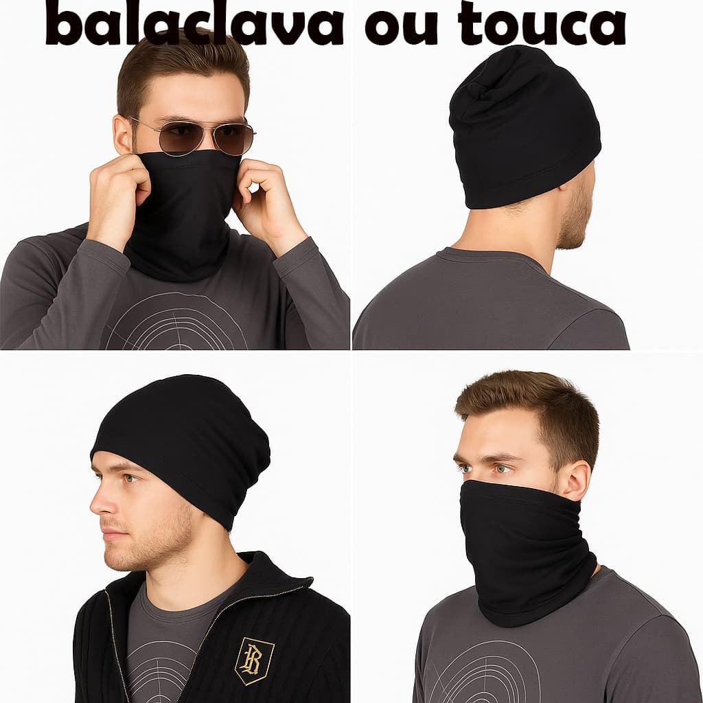 Kit 3 Máscaras balaclava cachecol, flanelado, Proteção UV50, Unissex, Preto, para Pescoço Moto