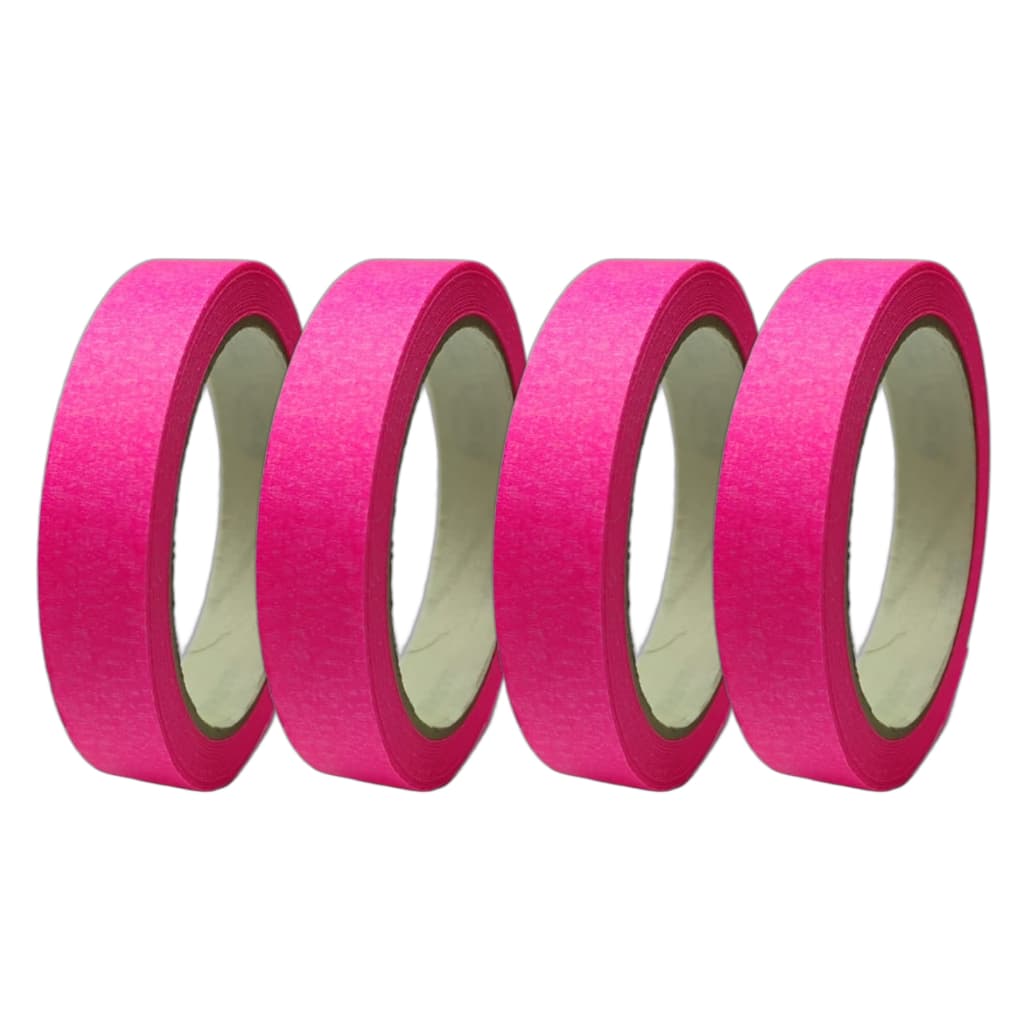 Fita Crepe Adesiva Fina 18mm x 30m Cor Rosa Fluorescente 4 Unidades