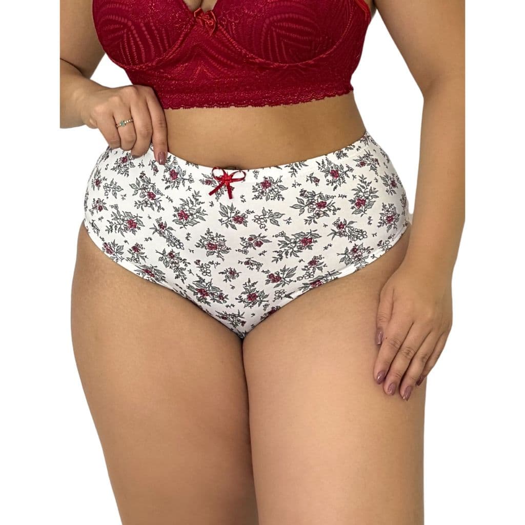Kit 3 Calçolas Senhora Plus Size Cintura Alta Calcinha Microfibra Estampada Veste Até 54 Confortável