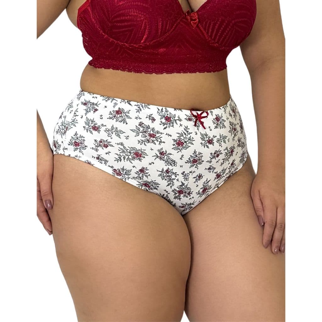 Kit 5 Calçolas Senhora Plus Size Microfibra Estampada Calcinha Cintura Alta Veste Ate 54 grande