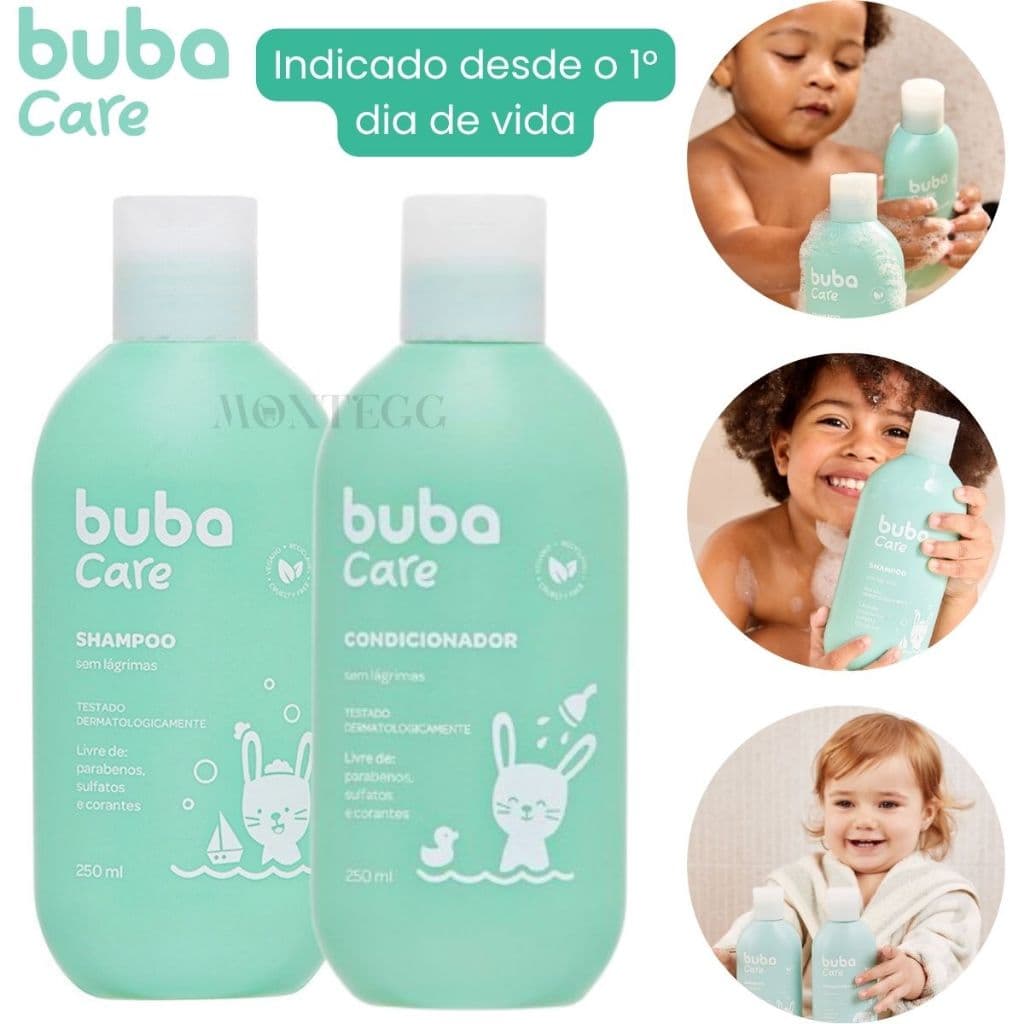 Shampoo Condicionador Infantil Bebe Buba Care 250ml Kit Shampoo e Condicionador Bebe Buba Care