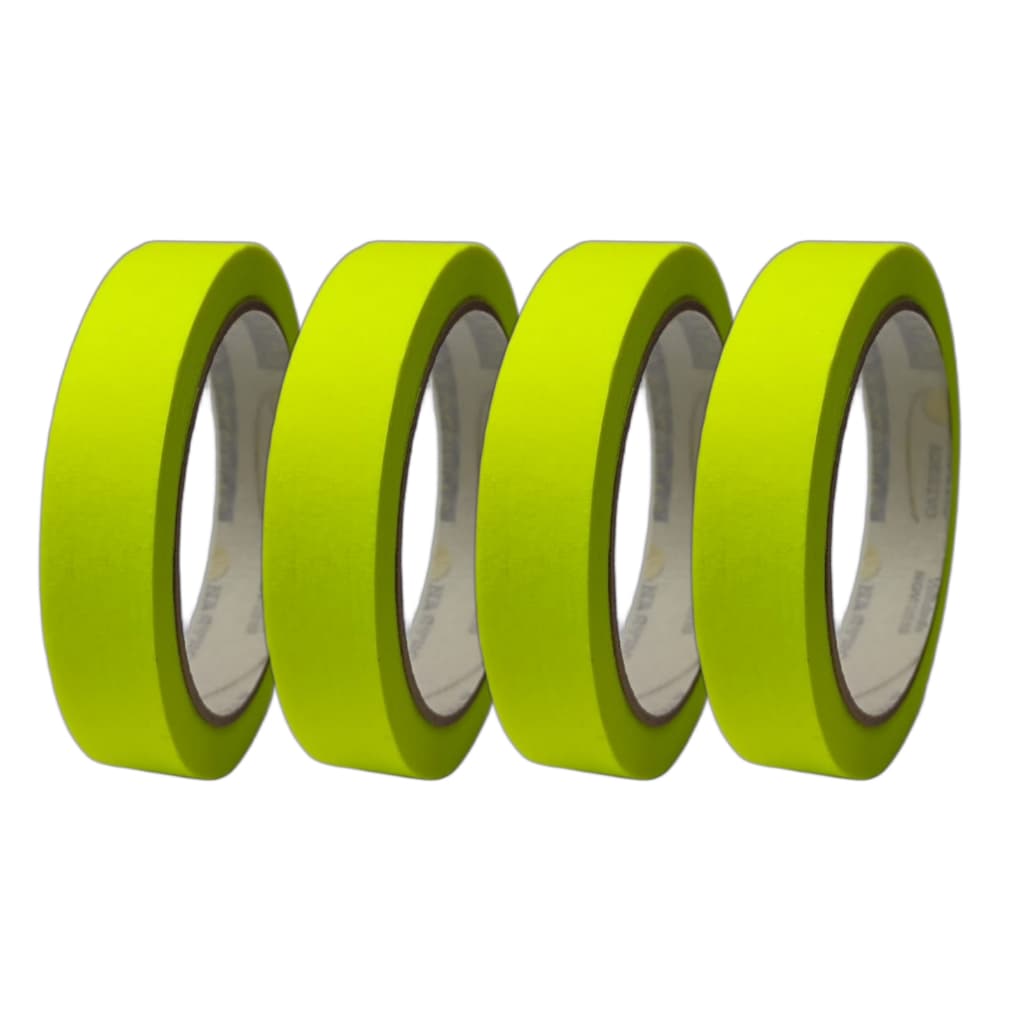 Fita Crepe Adesiva Fina 18mm x 30m Cor Amarelo Fluorescente 4 Unidades