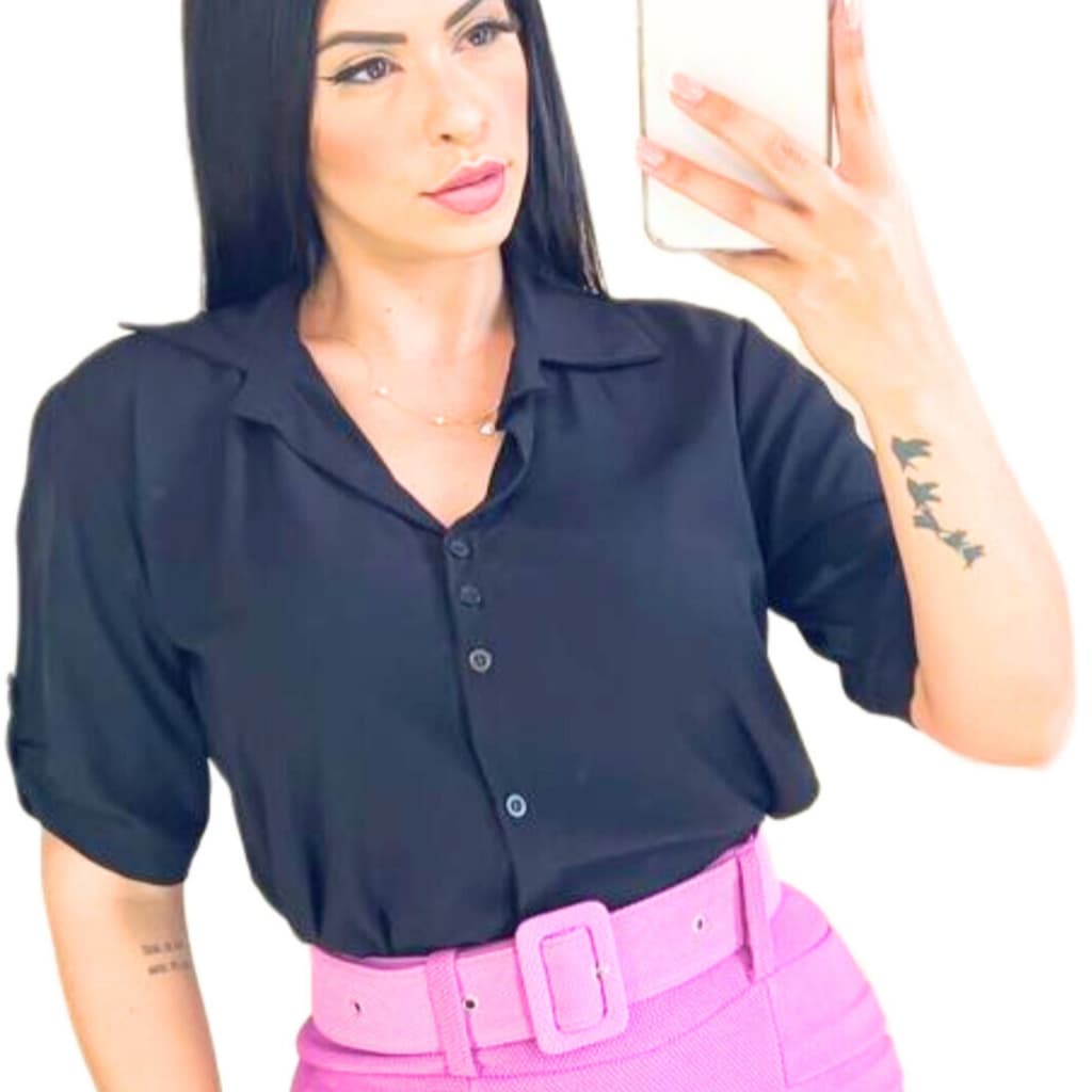 Blusa/regata feminina gola camisa