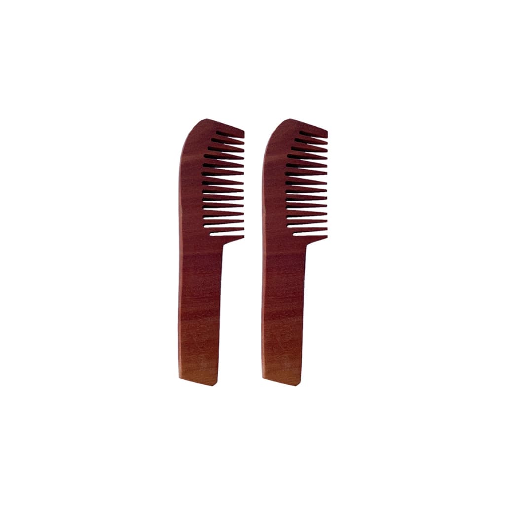 Kit 2 Pentes Rústico de Madeira 22cm Salão Beleza Para Barba e Cabelo, Antiestático e Desembaraça