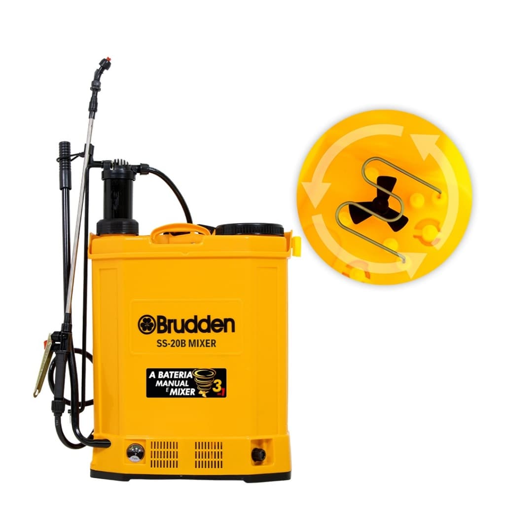 Pulverizador costal Brudden 3 em 1 a bateria manual e mixer modelo SS20B mixer com agitador de calda no tanque brudden