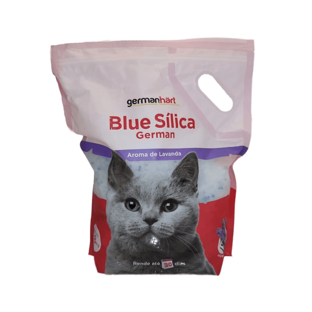 Areia Germanhart Blue Sílica Aroma Lavanda Para Gatos 1,8 Kg