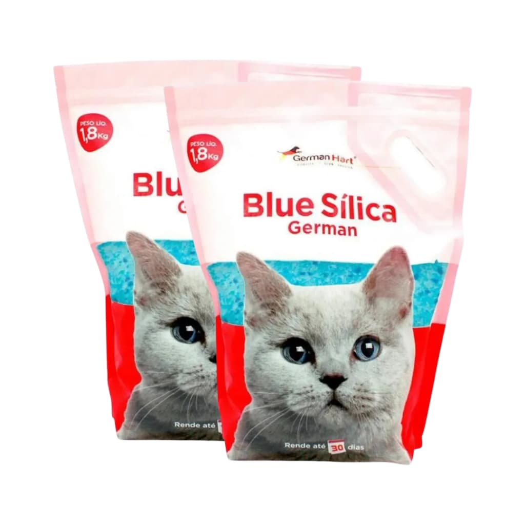 Kit 2 Areia Gatos Sílica Higiênica Germanhart Blue 1,8kg