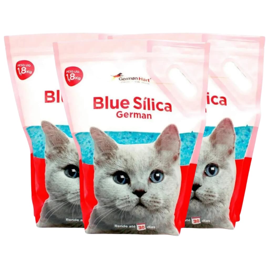 Kit 3 Areia Gatos Sílica Higiênica Germanhart Blue 1,8kg