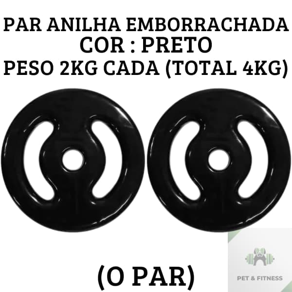 Anilha 2kg o Par total 4kg Emborrachados Ferro Fundido Treino Em Casa Peso de Academia Promoção