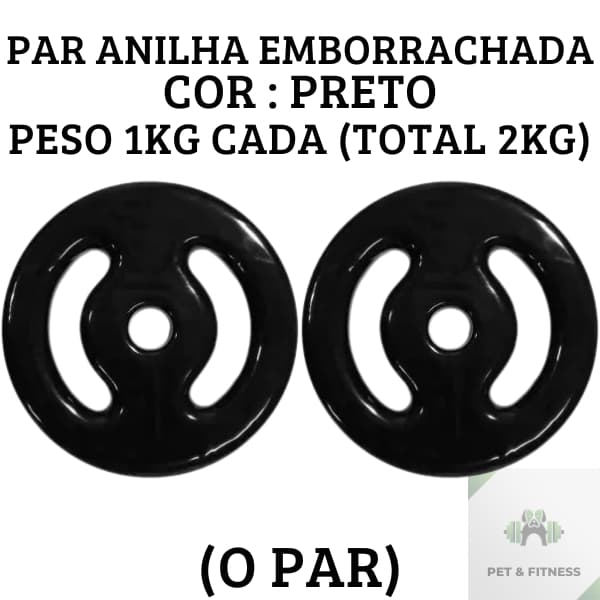 Anilha 1kg o Par total 2kg Emborrachados Ferro Fundido Treino Em Casa Peso de Academia Promoção