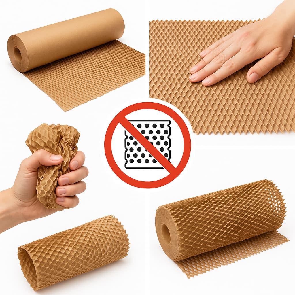 papel colmeia kraft marrom 30x50m substitui o plastico bolha 0,8g