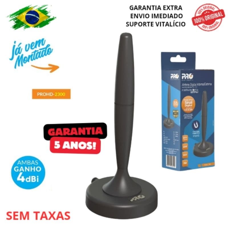 Antena Digital para Tv Smart Interna e externa Proeletronic LANÇAMENTO - ProHd-2300 - Base Magnética