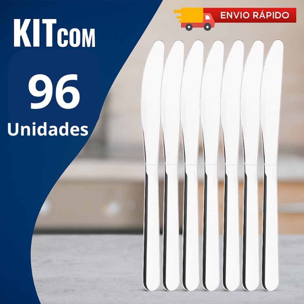 Jogo de 96 Faca para Mesa em Aço Inox Perfeito para Refeições Em Seu Restaurante Cozinhas e Bares