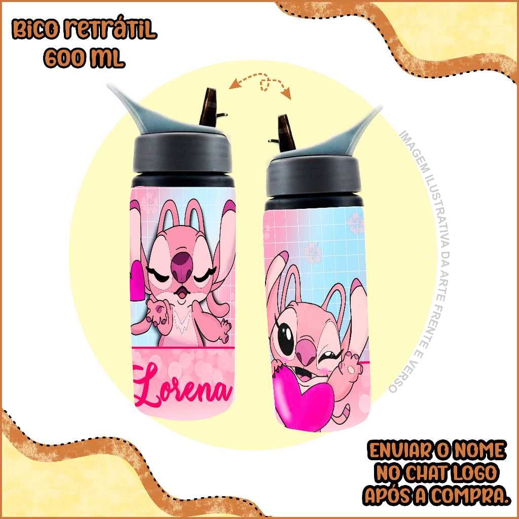 Garrafa de Alumínio Personalizado ANGEL - coloque seu nome - squeeze stitch - garrafinha de água