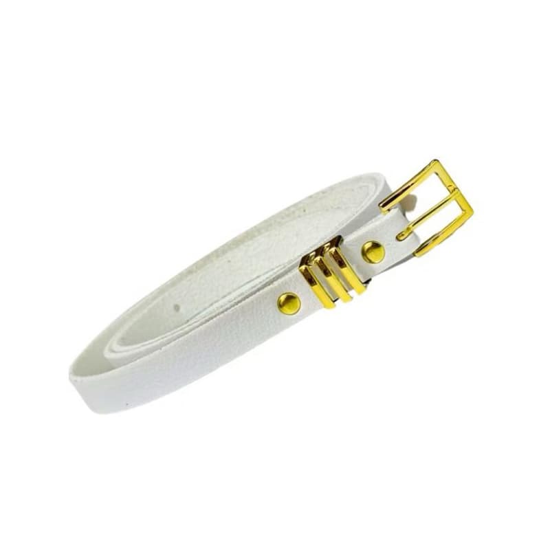 Cinto Feminino Fino 1,5 cm de Largura Fivela QUADRADA Passante TRIPLO DOURADA