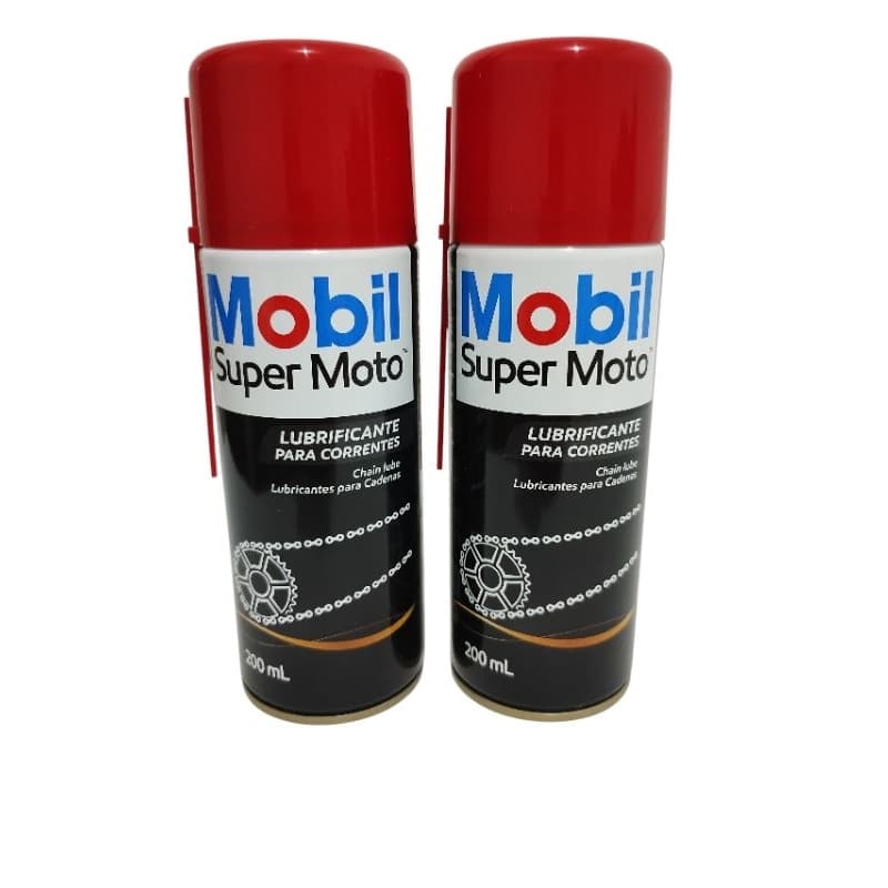 kit 02 Graxa Spray Lubrificante Mobil 200 ML Super moto Para Corrente Trasmissao