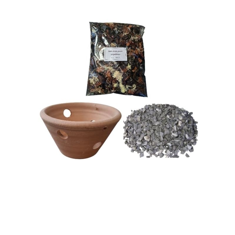 kit vaso de barro +mix para orquídeas 2L + 1kg pedra brita para drenagem/ kit plantio excelente para orquídeas