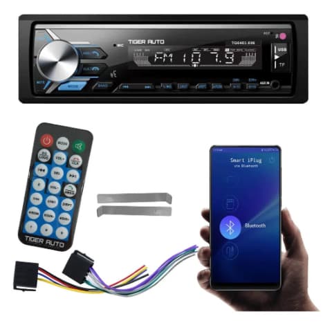 Som Automotivo Vipertron / Tiger Auto Bluetooth USB Auxiliar 4 Saídas de Som Forte Comando Voz