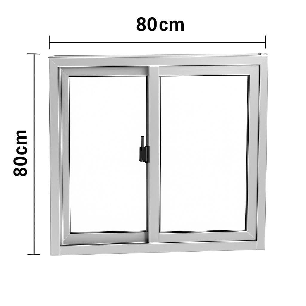 Janela 2 Folhas 1 Fixa 1 Móvel De Correr 80x80 Em Alumínio Branco Vidro Liso