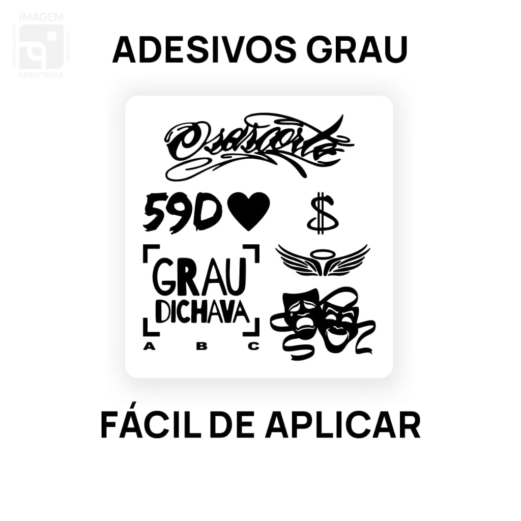 Kit Cartela 6 Adesivos Osascorte Grau Dichava Chora Agora Ri Depois 59D Moto Bike Cifrão Anjo