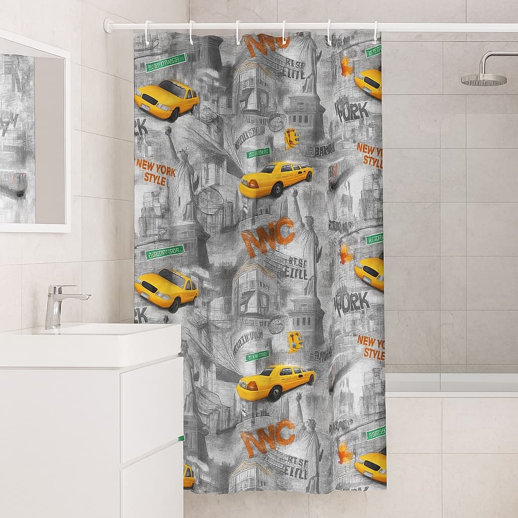 Cortina Box Banheiro PVC Impermeável Antimofo Instalação Fácil Decoração Ganchos NY