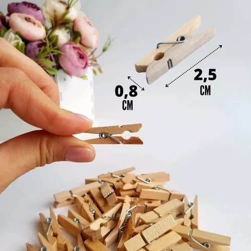 Mini Prendedor de Madeira Natural para Decoração e Lembrancinhas 2,5 cm