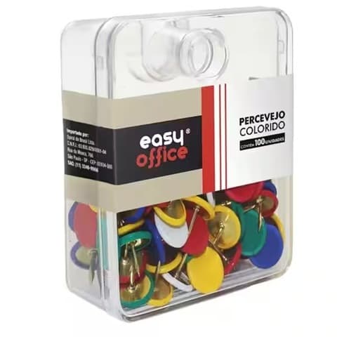 Percevejo 9,5mm colorido 100301 Easy Office PT 100 UN