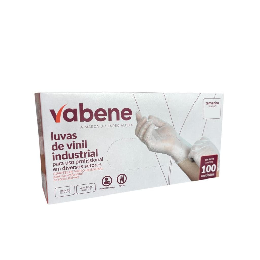 KIT 2 caixas de Luvas de Vinil Sem Pó - Vabene  200 unidades