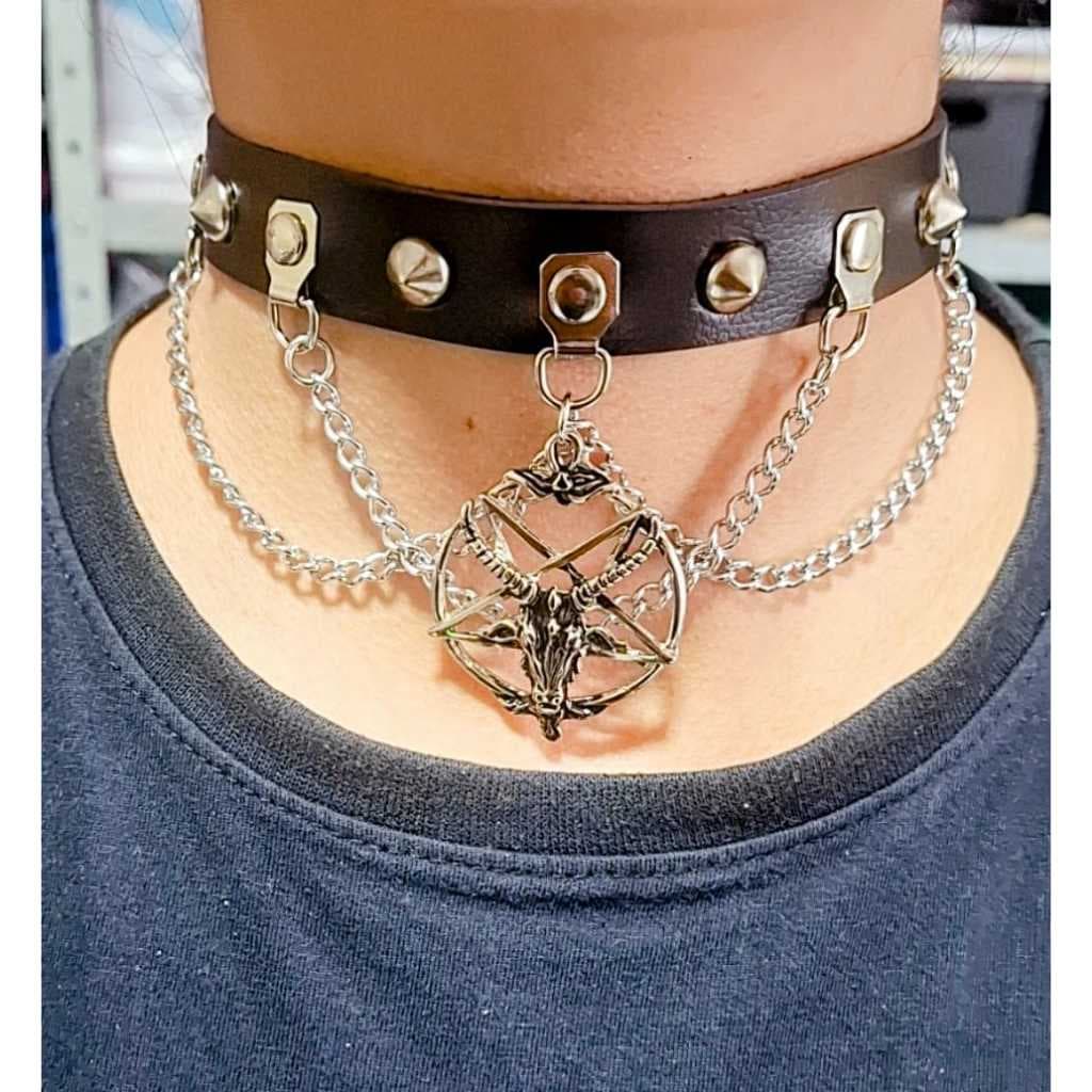 gargantilha choker coleira regulavel rock punk Ghotic Kpop cosplay couro sintetico