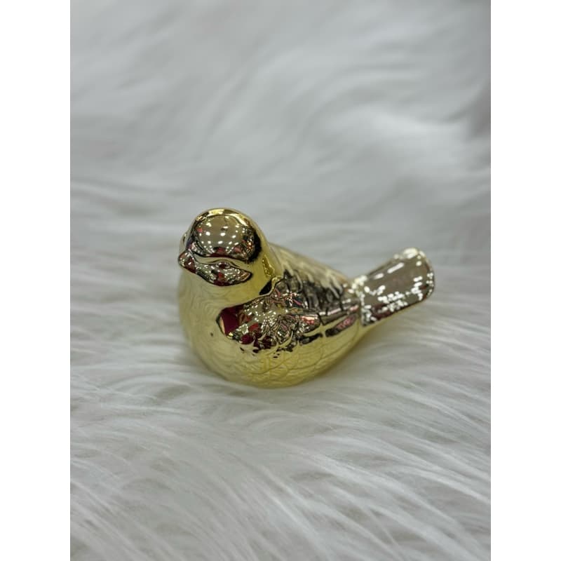 Enfeite De Cerâmica “Passarinho” Acababemento Dourado Ou Rose Charme Para o Seu Ambiente 10cmx8cm