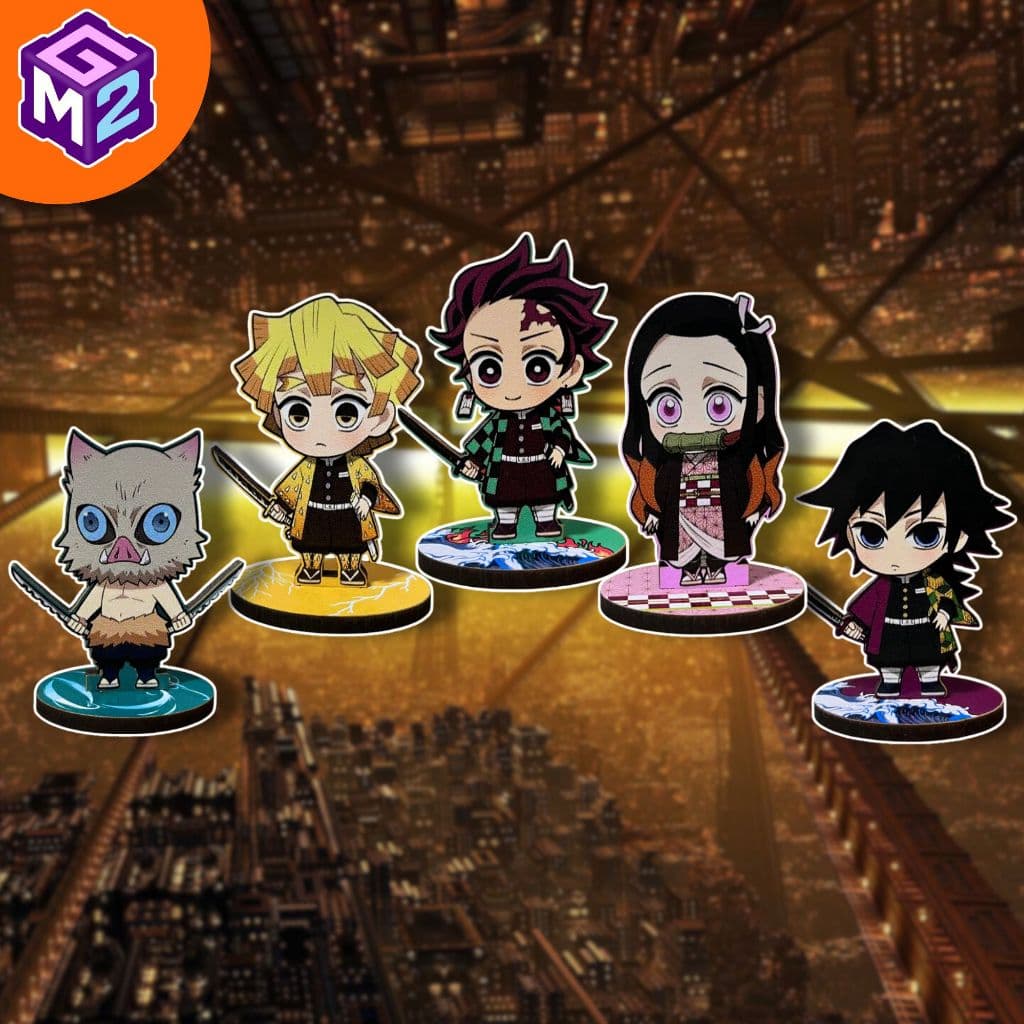 5 Totens Display Personagens de Mesa Kimetsu no yaiba/Demon Slayer combo com 5