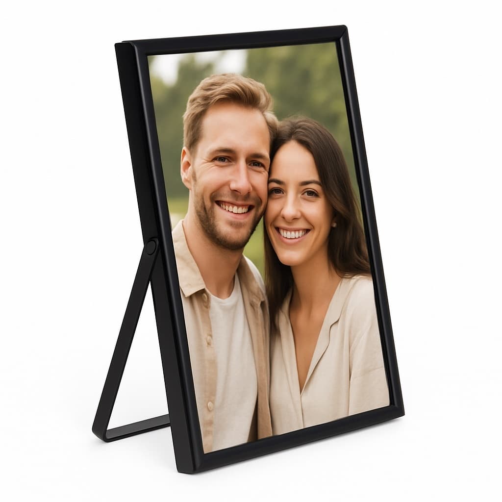 Porta Retrato Mesa 10x15 Metal e Vidro Preto