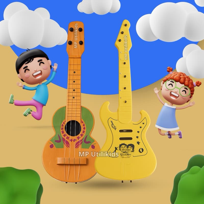 Kit Violinha e Guitarra 4 Cordas Solapa Brinquedo Violãozinho Viola Infantil