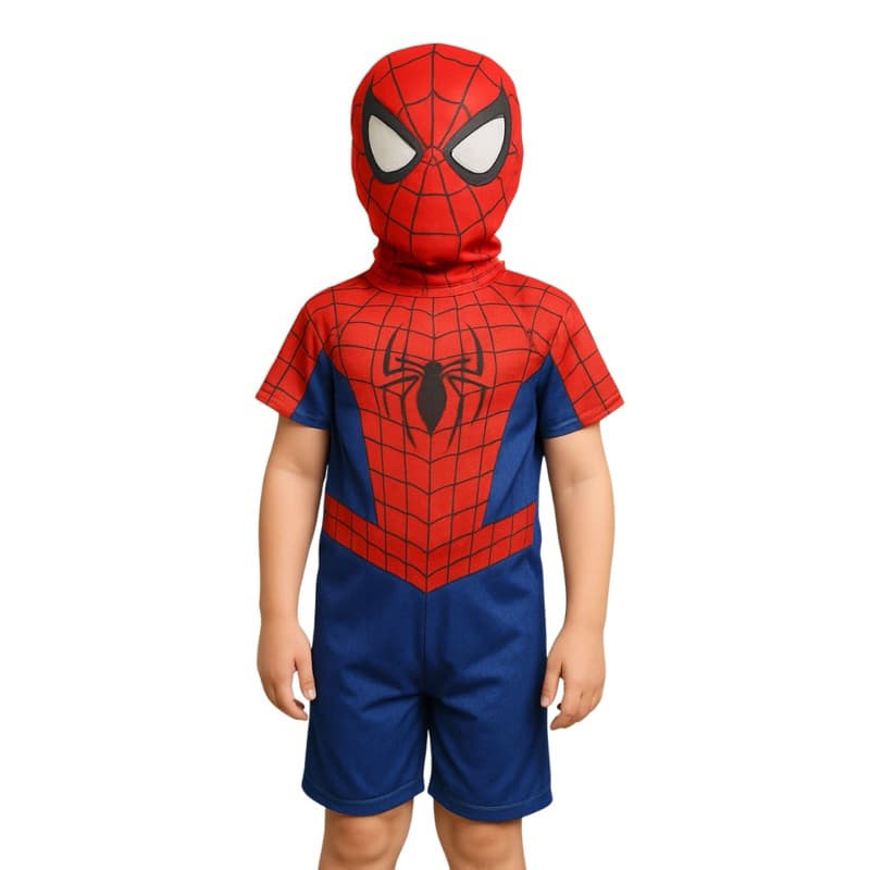Fantasia Infantil Do Homem Aranha Com Máscara De Pano